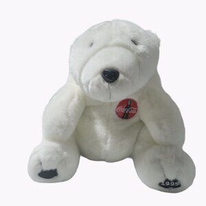 Vintage 90s Coca Cola Polar Bear 10 inch Mascot Plush Stuffed Animal Toy